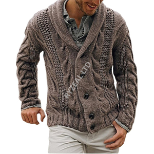 OEM Service <b>Men</b> <b>Chunky</b> <b>Knit</b> <b>Cardigan</b> with Shawl Collar Thick and Warm Sweater Perfect for Cold Weather Outfits - Product Image 5