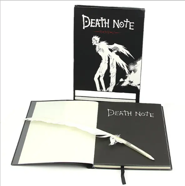 จัดส่งฟรี Death Note โน้ตบุ๊คสร้อยคอและพวงกุญแจขนาดใหญ่อะนิเมะ Notebook Theme Journals โลโก้ที่กำหนดเองโน้ตบุ๊ค Death Note Pad