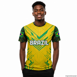 2026WC Five-Star Brazil Soccer Jersey Essential Brasil Fans Jersey Custom Men's Slim-Fit Breathable Mesh Short-Sleeve T-Shirt - Product Image 3
