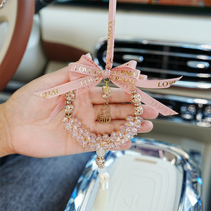 Colgante de cristal para coche con lazo y borla, decoración para espejo retrovisor, estilo Hollywood Glam, para decoración interior de bodas GJ-01 - Product Image 4
