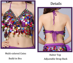 Ensemble de costumes sexy pour femmes avec paillettes et franges, pour Halloween, carnaval, danse du ventre, séance photo, <span class=keywords><strong>tenue</strong></span> de scène <span class=keywords><strong>Bollywood</strong></span> pour femmes - Product Image 3