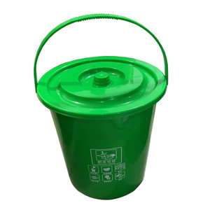 Round Green Trash Can 10L 15L Portable Indoor Outdoor Waste <b>Bin</b> for Kitchen Rural Use - Product Image 2