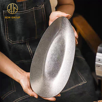 Vente chaude Forme De Feuille D'argent 304 Vaisselle En Acier Inoxydable Dessert Stockage Des Aliments Plat Assiette pour Hôtel Restaurant Dîner Couverts
