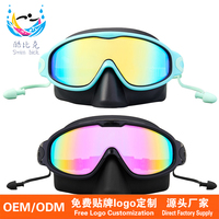 Lunettes de natation anti-buée pour adultes et enfants avec protection nasale, masque facial étanche pour la plongée en apnée