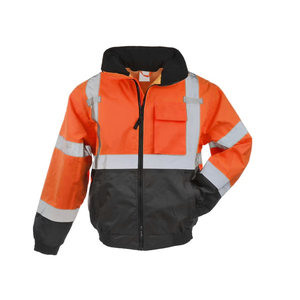 Hi Vis Reflective Bomber <b>Jacket</b> for Construction <b>Workers</b> Windproof Safety Workwear - Product Image 1