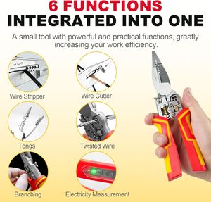 9-in-1 Multifunctional Thickened Electrician Plier <b>Wire</b> Stripping Cable Cutting <b>Crimping</b> Power Test <b>Wire</b> Pulling DIY Auto - Product Image 4