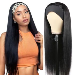 Perruques en cheveux humains avec bandeau, cheveux vierges brésiliens naturels, vague profonde, vague naturelle, longueur longue, 100% cheveux humains pour femmes noires - Product Image 1