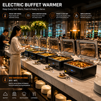 Matériel de restauration Cucina, buffet, chauffe-plat électrique commercial à écran tactile, chauffe-plat en acier inoxydable, serveur pour hôtel