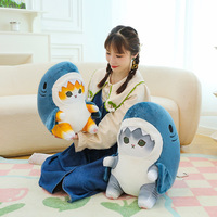 Vente en gros Kawaii 30 cm Requin Chat Peluche Animal Poupée en peluche Requin Chat Coussin Poupée Jouets