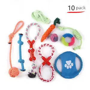 Pet Supplier Ball Cotton Rope Dog Chew Toy Custom 10 Pack Set Rubber For Dog Enrichment Toys