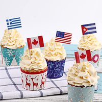 Vente en gros de nouveaux pics à cupcakes décoratifs personnalisés avec drapeau de l'Équateur et de différents pays, mini-pics pour cupcakes