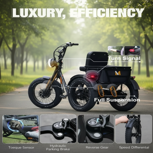 Vélo électrique à trois roues pour seniors, avec batterie au lithium 20Ah, moteur arrière 750W, pneus larges 48V, tricycle électrique <span class=keywords><strong>cargo</strong></span> - Product Image 2