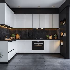 Gabinetes de cocina modulares de roble macizo moderno de lujo, construcción de madera contrachapada, diseño en forma de L, listo para montar, uso de Hotel personalizable - Product Image 6