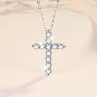 Collier pendentif croix en moissanite sertie clos, style vintage français, en argent sterling 925, haute qualité