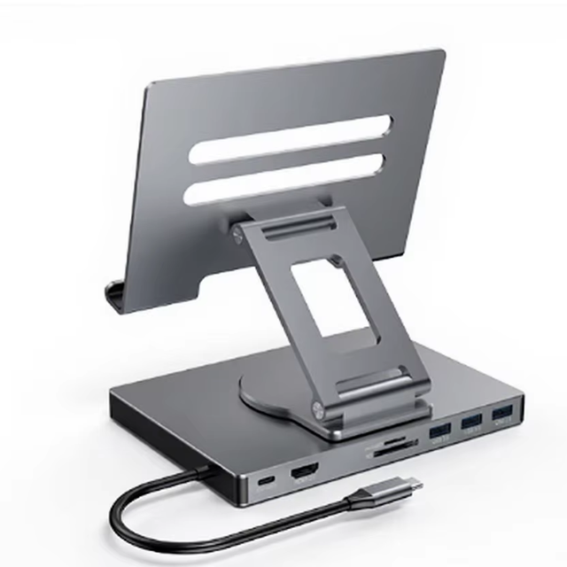 10-In-1 USB-C Docking Station Foldable Aluminum Tablet Stand Multiport USB C Hub for 2.0 iPad Pro USB 3.0 Interface Stock