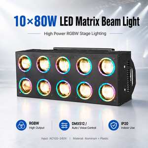 Projecteur LED 10x80W 1000W RGBW à matrice 2x5, double anneau, DMX512, automatique, vocal, Ra80, 50000h pour club, concert, DJ, scène, fond mural - Product Image 1