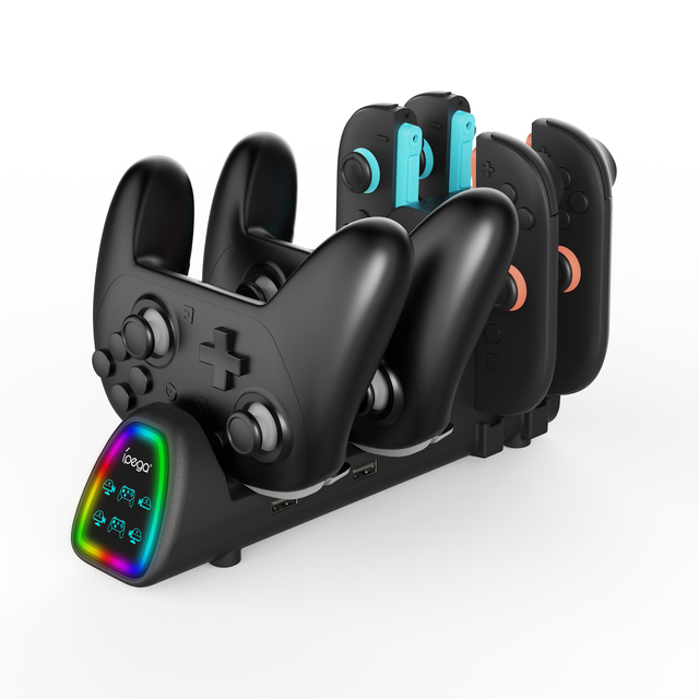 10 in 1 Charging Station for Nintendo Switch &Switch 2,Dock for 4 Joypad&2 Pro Controllers with RGB Light &USB Hub