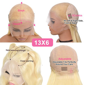 Perruques en cheveux humains naturels ondulés blonds 613, densité 180 %, pré-plumées, brésiliennes et péruviennes, avec dentelle frontale HD, vente en gros FH 13X6 - Product Image 3