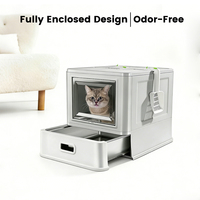 Grande litière pour chat en acier inoxydable entièrement fermée, pliable, type tiroir, facile à nettoyer, toilette spacieuse pour chats de grande taille