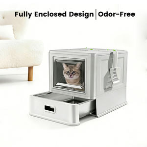 Grande litière pour chat en acier inoxydable entièrement fermée, pliable, type tiroir, facile à nettoyer, toilette spacieuse pour chats de grande taille - Product Image 1