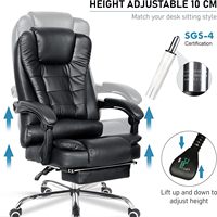 Chaise de bureau inclinable ergonomique pour ordinateur, dossier réglable, robuste, pivotante à 360 °, avec repose-pieds