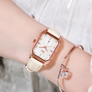 Relojes de mujer personalizados al por mayor, modernos, sencillos, casuales, con correa de cuero, calendario, reloj de cuarzo impermeable para mujer - Product Image 1