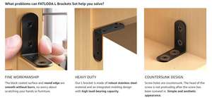 Support d'angle à 90 degrés Support en L en acier inoxydable pour étagères Petit support à angle droit noir pour meubles - Product Image 5