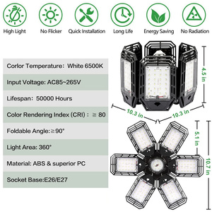 6500K LED garaj lamba E27 ışık kafa deforme katlanır ayarlanabilir tavan lambası atölye ışıkları depo spor fabrika için - Product Image 2