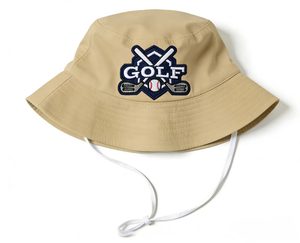 มีหลายสีให้เลือก หมวกบักเก็ตปักโลโก้ GOLF หมวกกันแดดผ้าฝ้ายแบบพับได้สำหรับทุกเพศ หมวกตกปลาสำหรับกอล์ฟกลางแจ้ง ขายส่ง - Product Image 1