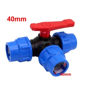 Distributeur d'eau en T MDPE 40 mm avec robinet d'arrêt, vanne à boisseau sphérique en T, raccord rapide - Product Image 4