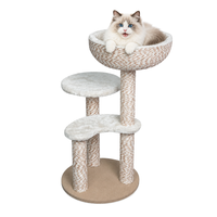 Arbre à chat en bois avec griffoir en peluche courte, vente en gros du fabricant