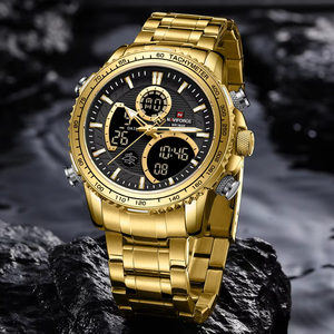 <span class=keywords><strong>NAVIFORCE</strong></span> 9182 2025 nuevo reloj deportivo para hombre, reloj de pulsera Original de lujo, relojes impermeables de acero inoxidable con doble pantalla para hombre - Product Image 3