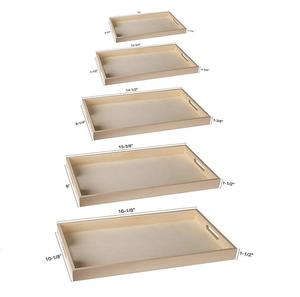 Directo de proveedores indios, bandeja de desayuno anidada hecha a mano de madera rectangular geométrica de cinco piezas para servir comida de boda Diwali - Product Image 1