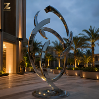 Escultura Abstracta de Acero Inoxidable Pulido a Espejo, Personalizada de Fábrica, Gran Instalación de Arte para Exteriores, para Resort, Plaza, Parque, Marina