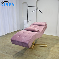 Fauteuil de massage portable Kisen de haute qualité avec base en bois doré, 3 moteurs, commande au pied et éclairage LED pour hôtel et salon