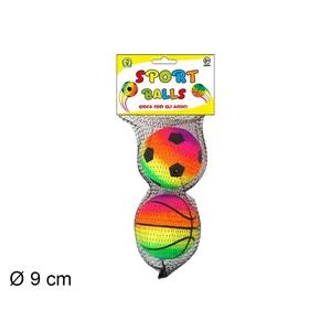 Juego de pelotas deportivas, paquete de 2, pelotas inflables de 9 cm, arcoíris, fútbol y baloncesto para que los niños jueguen - Product Image 1