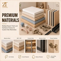 Armoire Moderne Blanche pour Enfants, Meuble de Rangement pour Crèche avec Bureau Intégré et Miroirs Circulaires pour Zone Junior