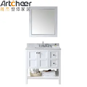 Bathroom vanity In Sturdy Solid Wood Frame with Carrara marble countertop Cabinet Table American Style