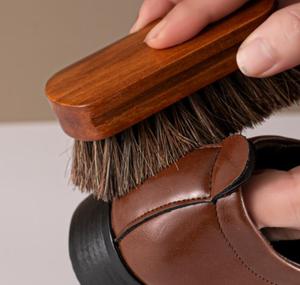 Wholesale Custom Soft Horsehair Wooden Handle Sneaker Shoes Polish <strong>Brush</strong> <strong>Scrub</strong> for Boot Bag Clothes Leather Shine and Cleaning - Product Image 3