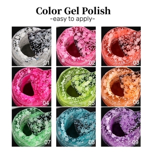 MyBeautyNails Set de vernis à ongles en gel Soak Off Flower Peach Cute Hexagon Glitter Snow White Flake Gel Nail Polish Private Label - Product Image 3