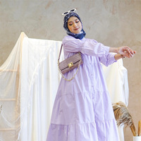 Vente en Gros Tenue Décontractée de Couleur Unie pour Femme Musulmane Islamique Ethnique Robe Abaya pour Filles