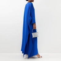 Robe ample islamique boutonnée avec fente latérale en crêpe pour femme, vêtement traditionnel musulman