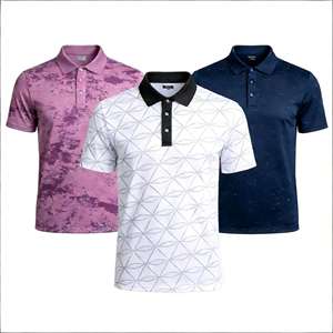 Camisetas de punto personalizadas para hombre, camisetas ODM transpirables de secado rápido, holgadas, de manga corta, con estampado completo de rayas, para golf. - Product Image 1