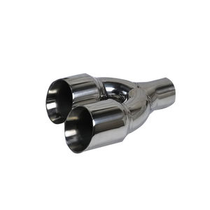 3.5 pouces sortie Chrome poli Y forme double embout d'échappement en acier inoxydable monocouche voiture queue silencieux fin tuyau paire - Product Image 6