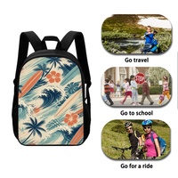Ensemble de sac à dos scolaire imprimé surf hawaïen en gros avec sac à déjeuner et trousse à crayons, kit trois pièces en polyester