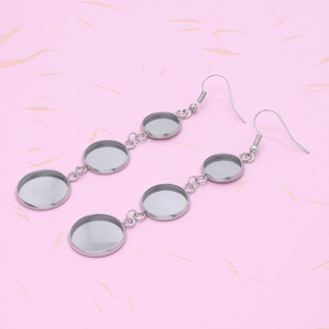Pendentifs ronds en acier inoxydable pour boucles d'oreilles, apprêts de bijoux DIY, accessoires de crochets d'oreilles à longue chaîne, couleur acier - Product Image 3