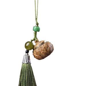 Green Sandalwood Carved Lotus Aromatherapy Sachet Keychain Hanging <b>Ornament</b> For <b>Car</b> Phone Charm Gift - Product Image 5