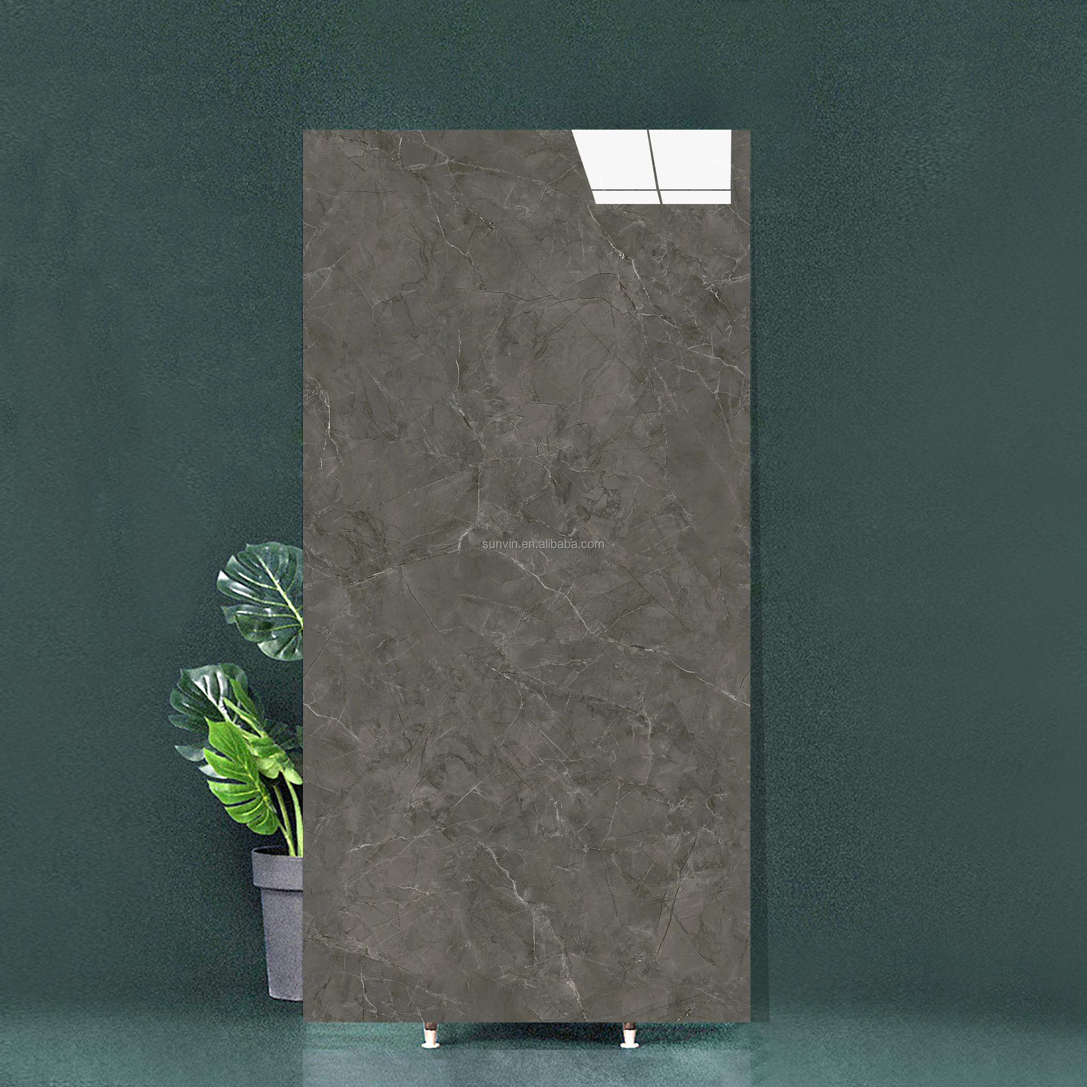 Foshan 1500x750 Large Dark Brown Marble Flooring Tiles Glazed Ceramic Porcelain Floor Tiles For Living Room