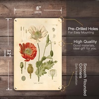 Juego de Letreros Metálicos Botánicos, Decoración de Pared Retro con Flores y Plantas para Jardín o Casa de Campo
