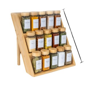 Wooden three-tier spice rack, kitchen condiment organizer, tiered <b>desktop</b> <b>shelf</b>, cosmetic rack - Product Image 4